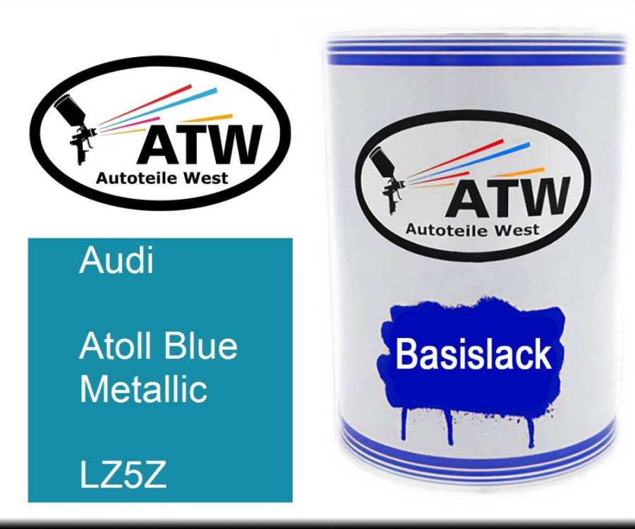 Audi, Atoll Blue Metallic, LZ5Z: 500ml Lackdose, von ATW Autoteile West.